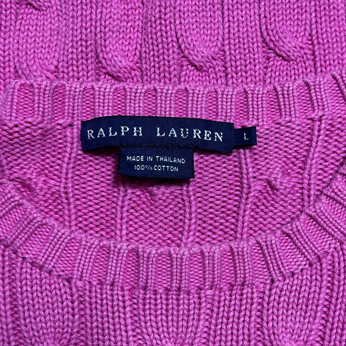 L 폴로랄프로렌 여성용 핑크 케이블 니트 상품이미지4