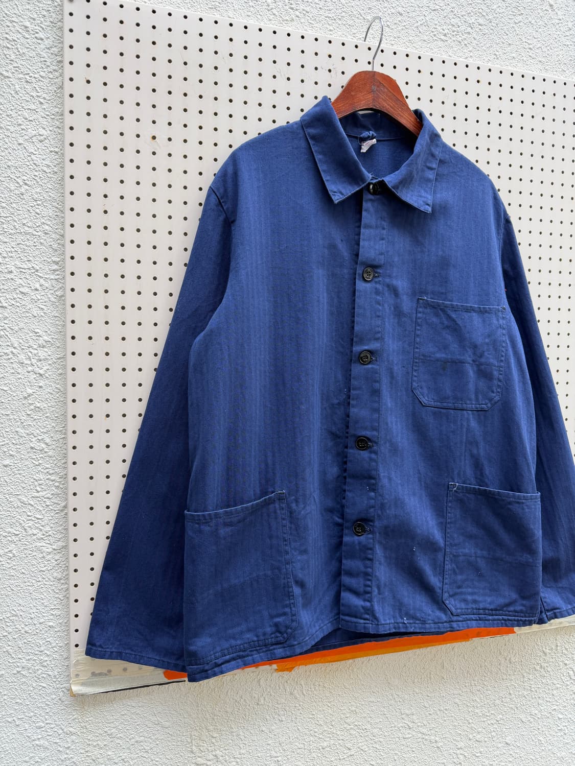WASHED BLUE HBT OLD VINTAGE 헤링본 프렌치워크자켓 상품이미지5