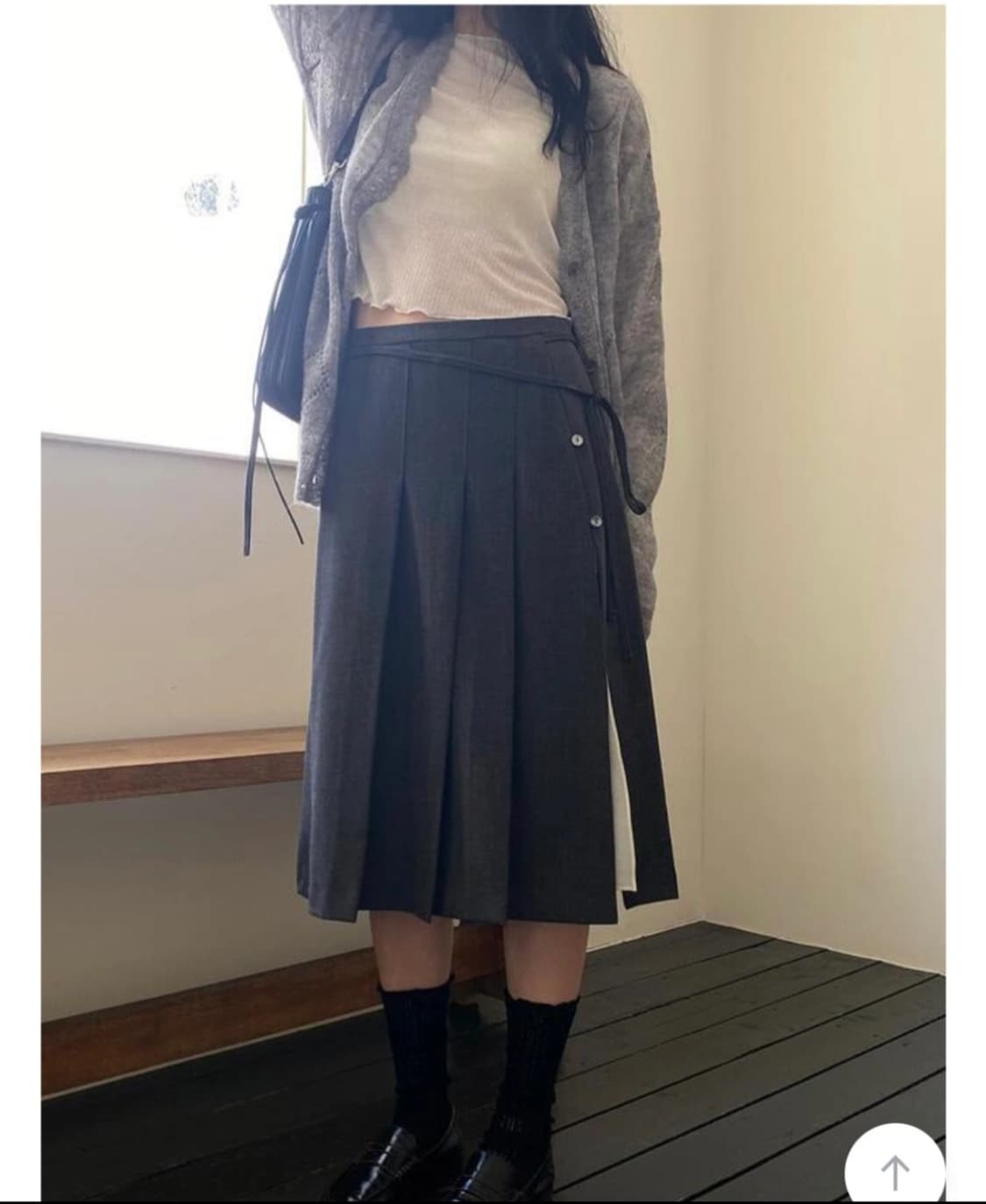 레이크사이드 미이우 레이어드 플리츠 스커트 차콜 S 상품이미지3