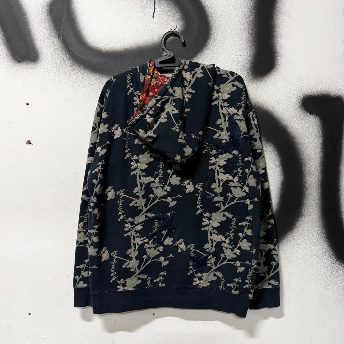 VTG 빈티지 재패니즈 오리엔탈 동양풍 풀 패턴 스트링 디테일 집업 후디 상품이미지2