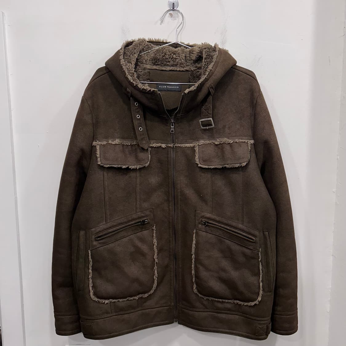 클럽모나코 양털 헤어 후드 스웨이드 무스탕 상품이미지2