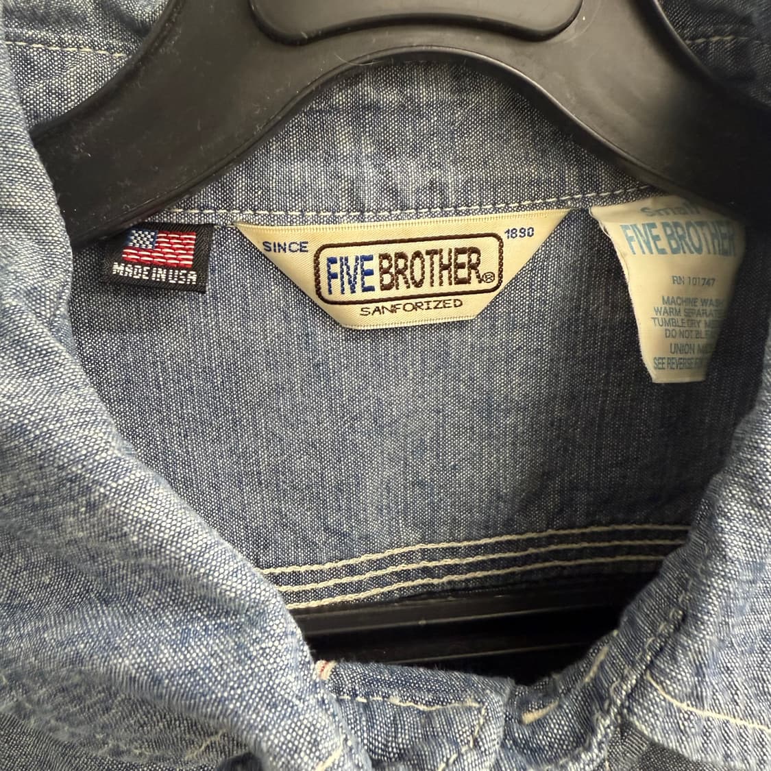 USA 80s Five brother 샴브레이 셔츠 S 상품이미지2