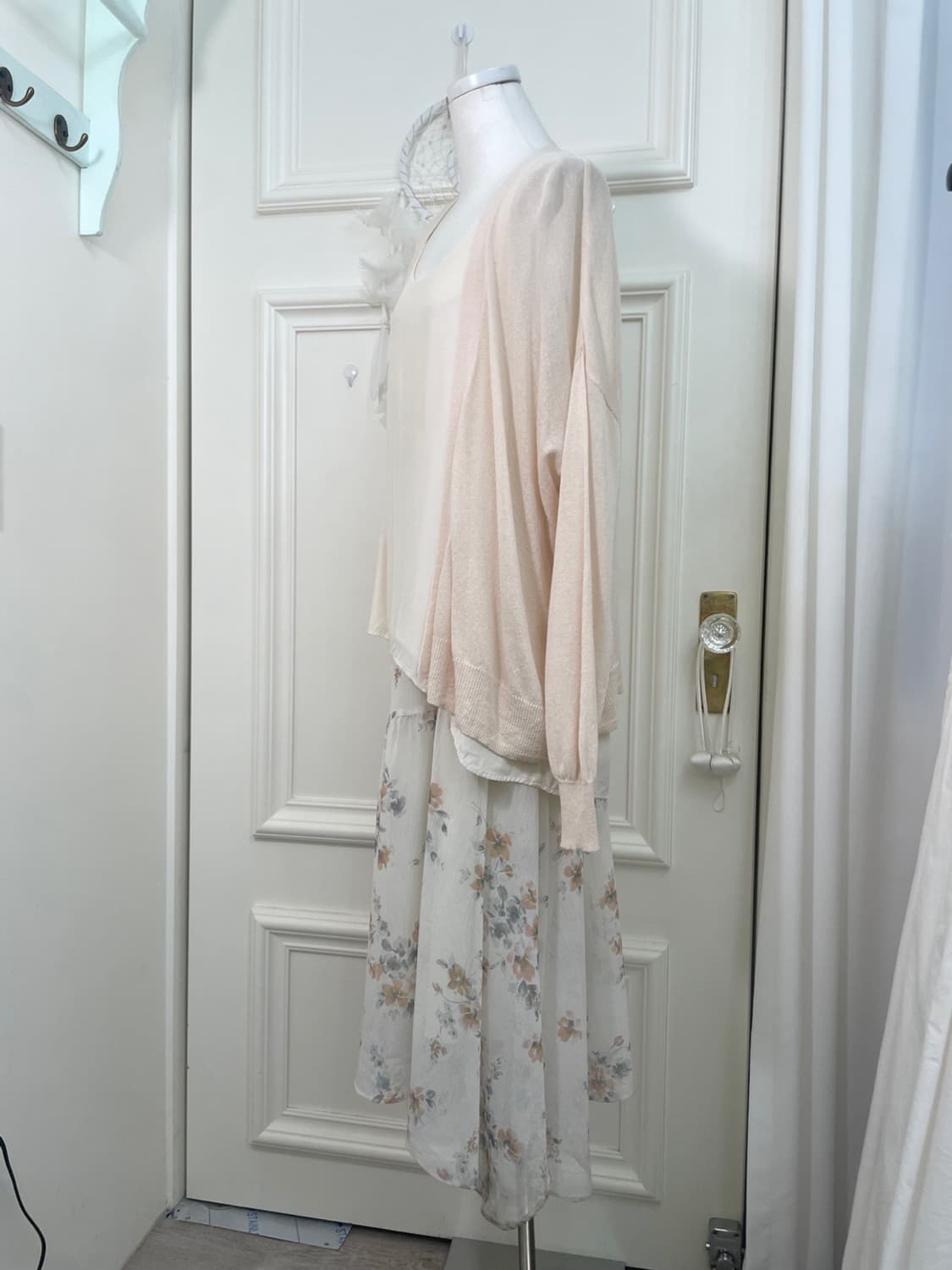 sheer coral open cardigan&100%silk back 상품이미지3
