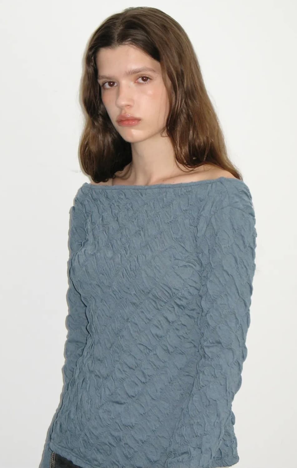 폴리수엠 스모킹 블라우스 그린블루 상품이미지2