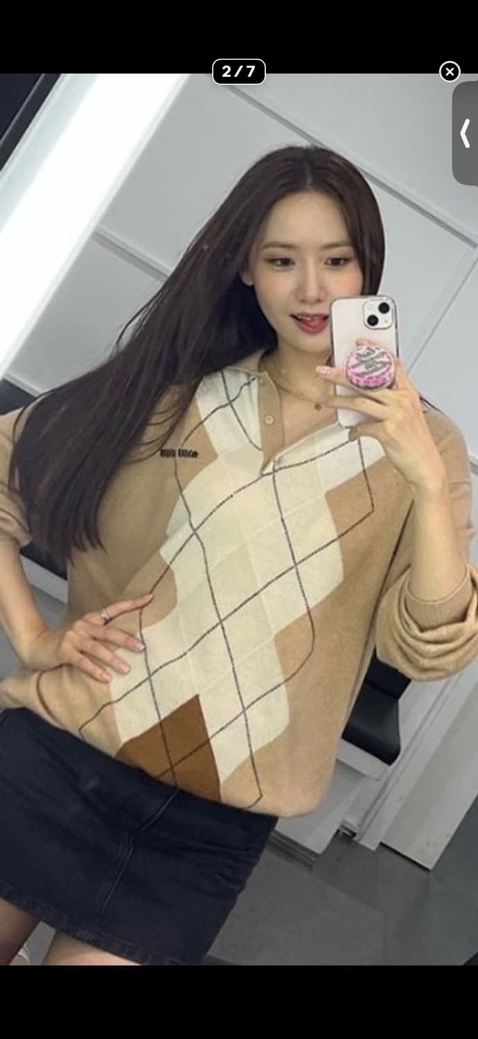 미우미우 캐시미어 아가일 니트 it 36 윤아 전종서 착용 miu miu 상품이미지5