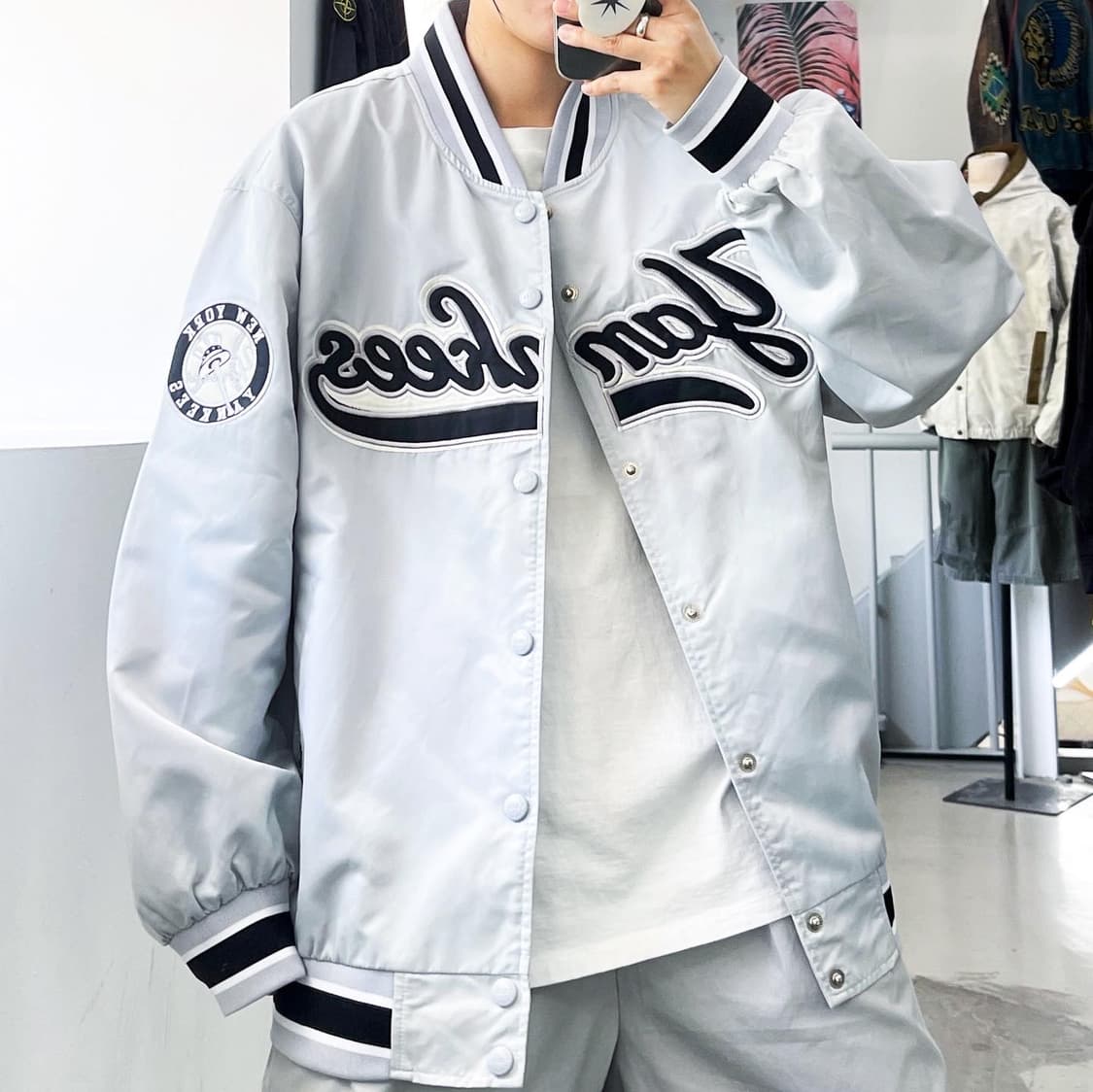 MLB 2001 뉴욕 양키즈 스펠아웃 나일론 바시티자켓 상품이미지2