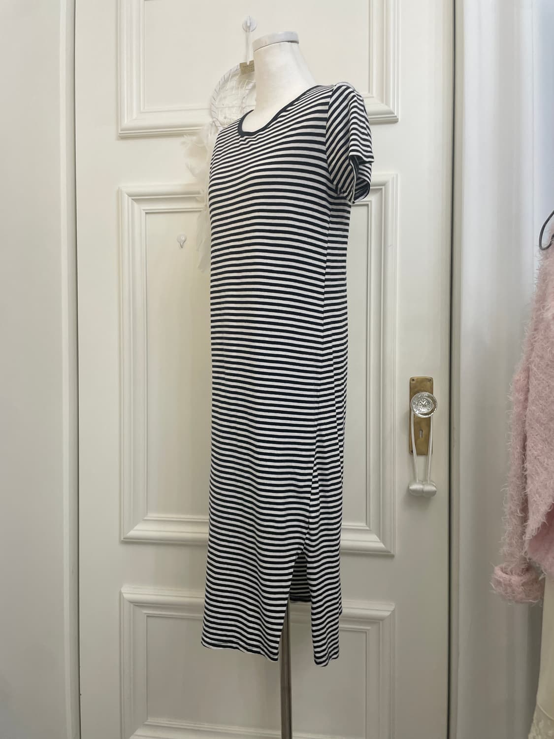 black&white stripe side slit cotton opc 상품이미지2