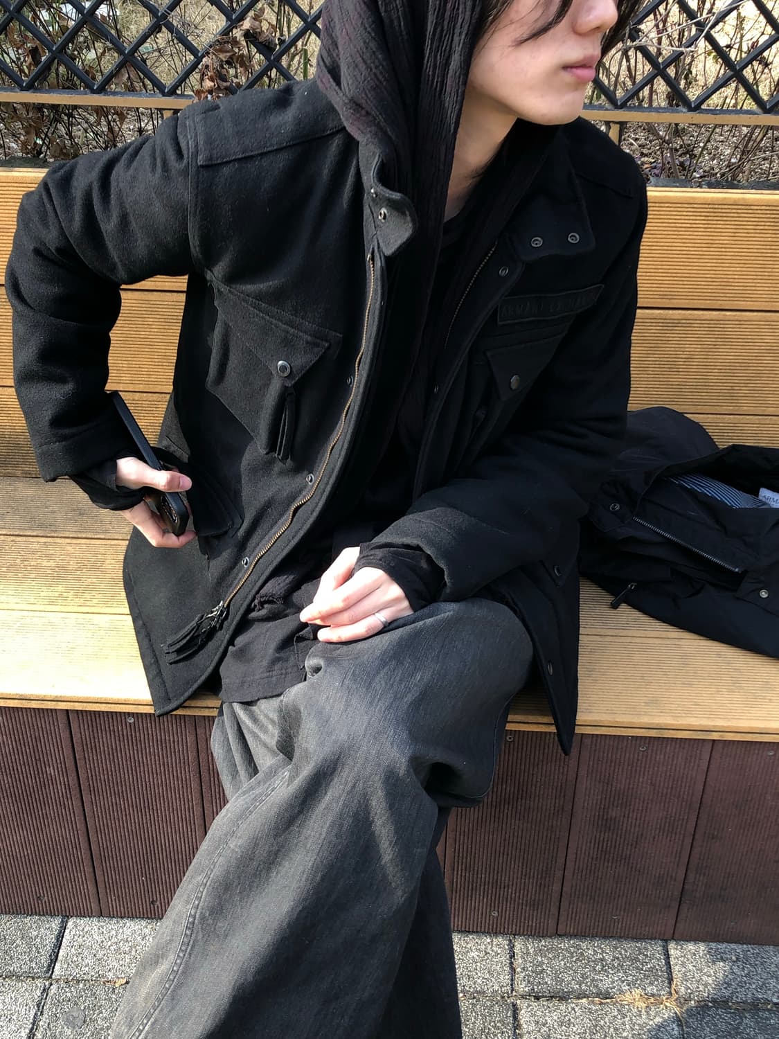 아르마니 익스체인지 하이넥 울 야상 자켓 상품이미지1