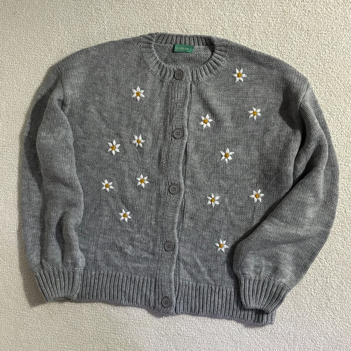 일본빈티지 그레이 플라워 니트가디건 상품이미지1