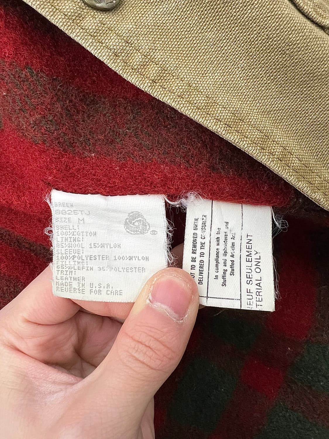 90s 울리치 베이지 워크 덕 체크 캔버스 초어 자켓 상품이미지8