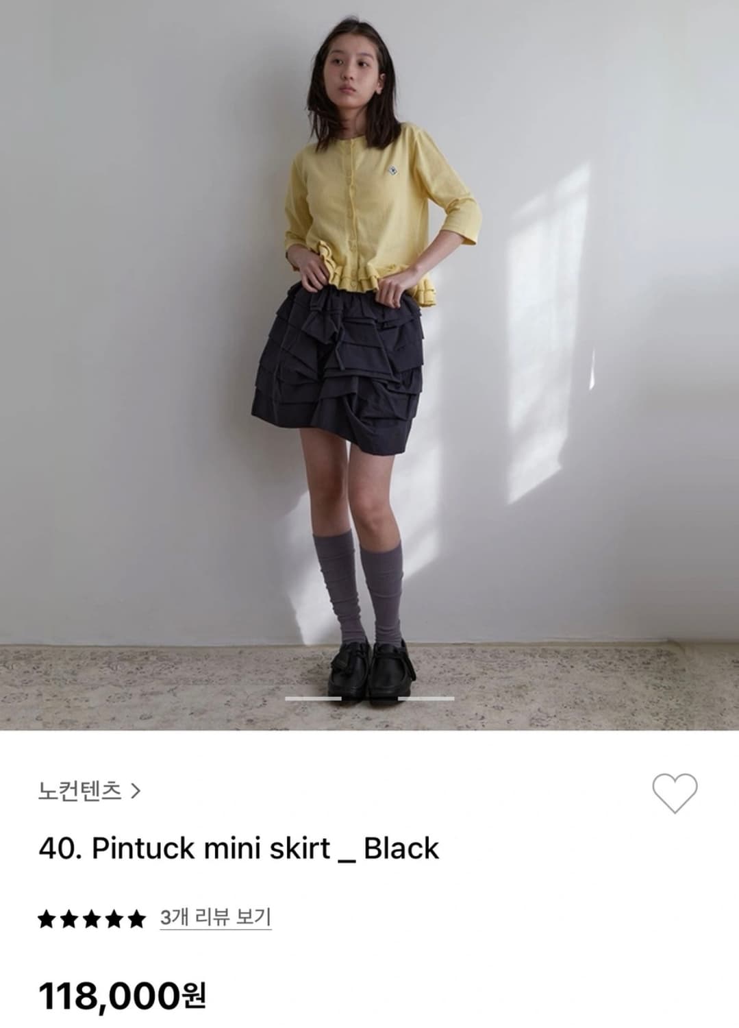 노컨텐츠 핀턱 미니 스커트 새제품 상품이미지1