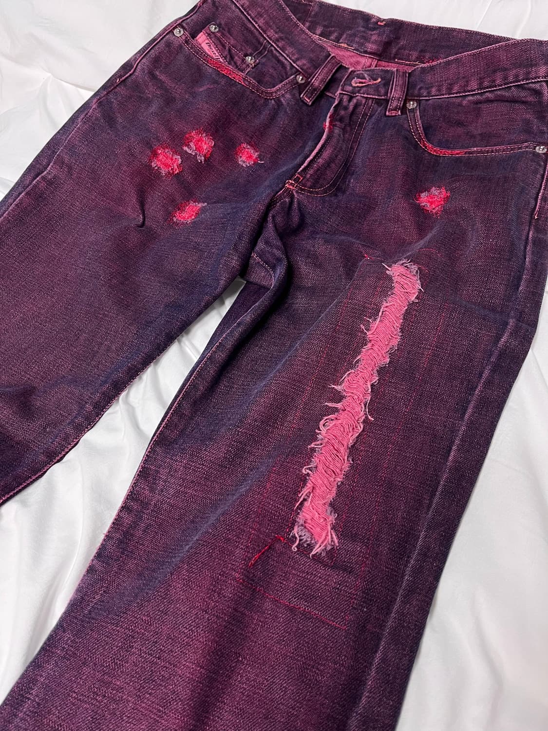 디젤 부츠컷 레드 자수 커스텀 진 상품이미지1