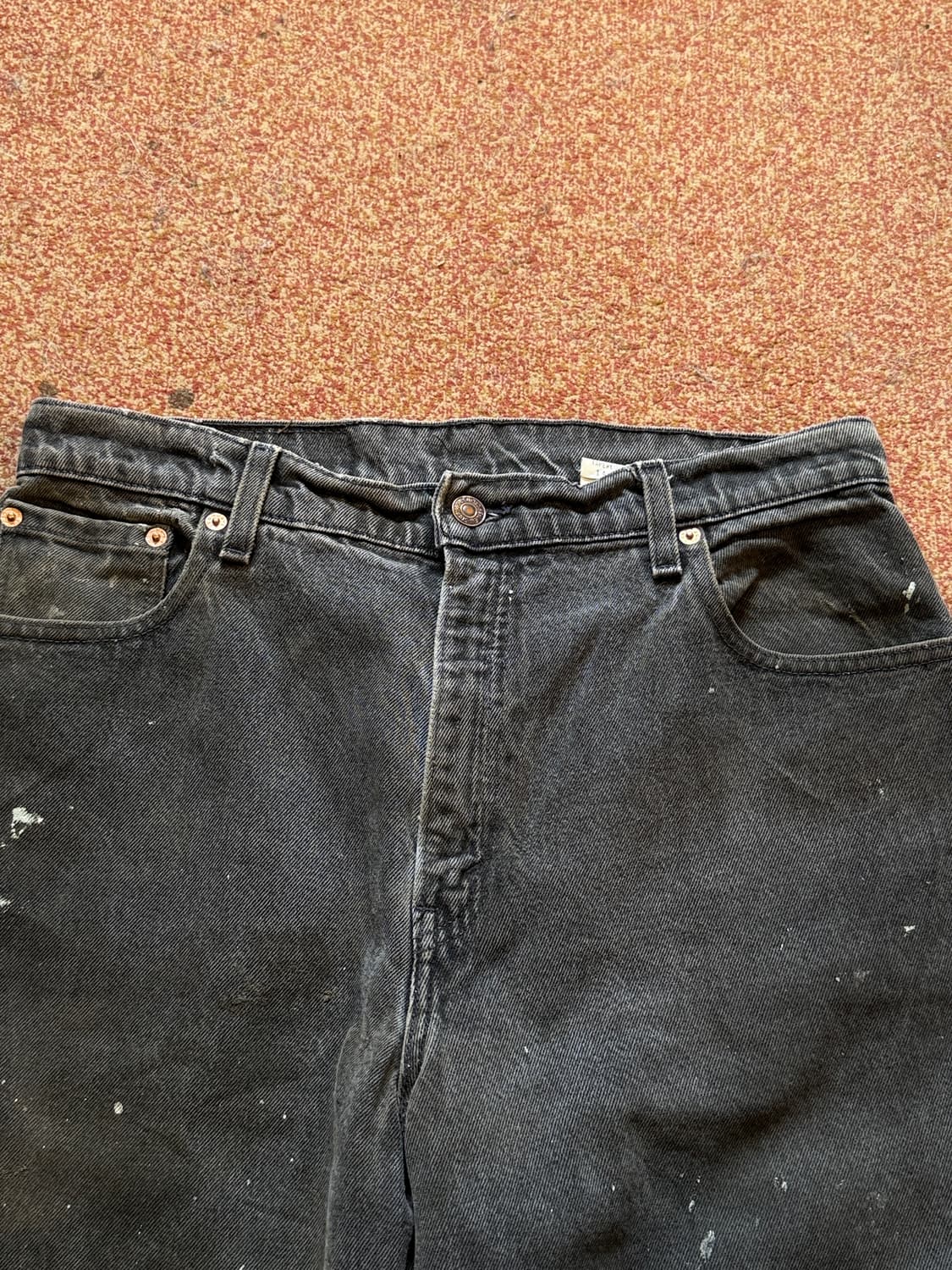 Levis 90년대 테이퍼드 블랙진 데님 페인팅 디자인 팬츠 상품이미지4