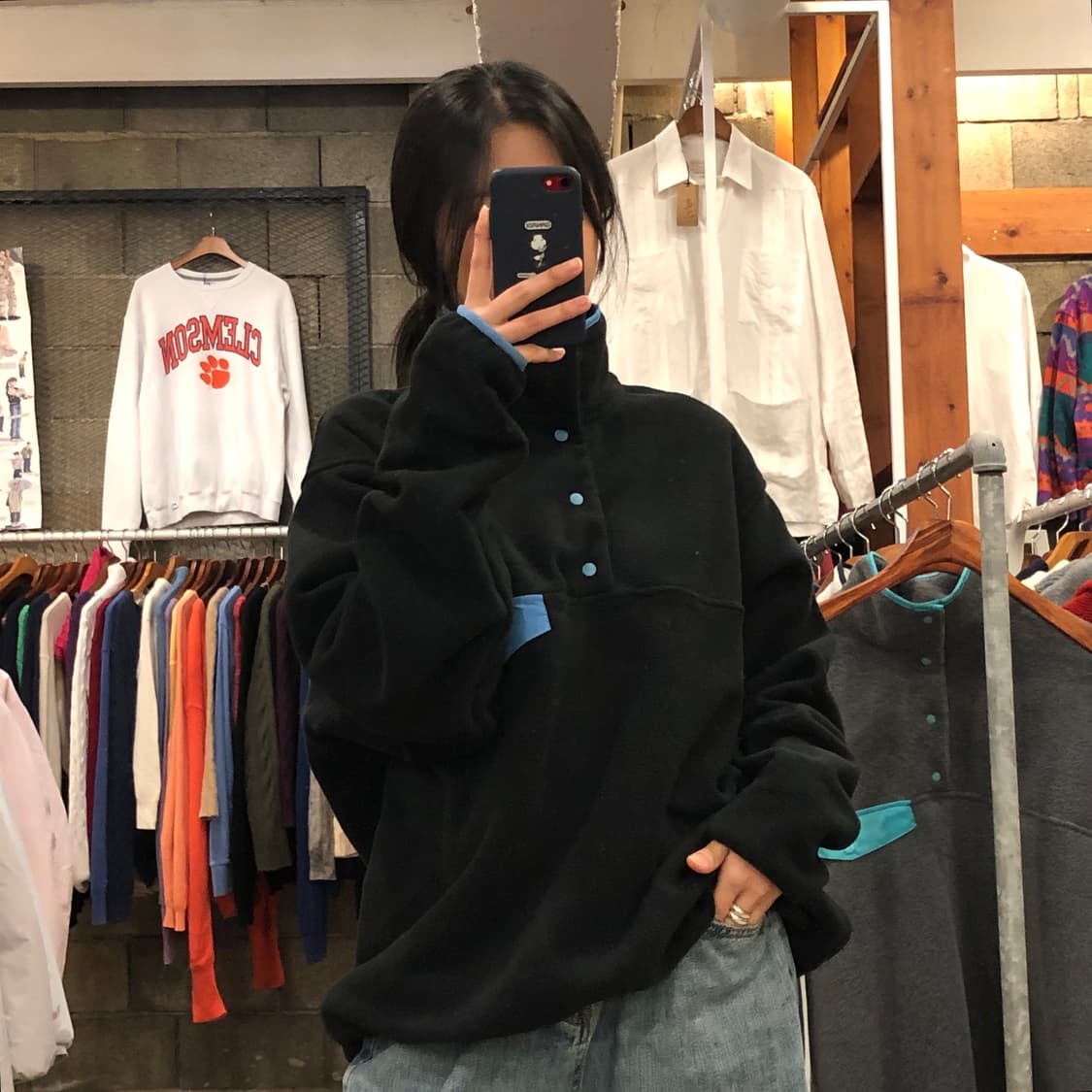 (새상품) 빈티지 아웃도어 플리스 스냅티 상품이미지2