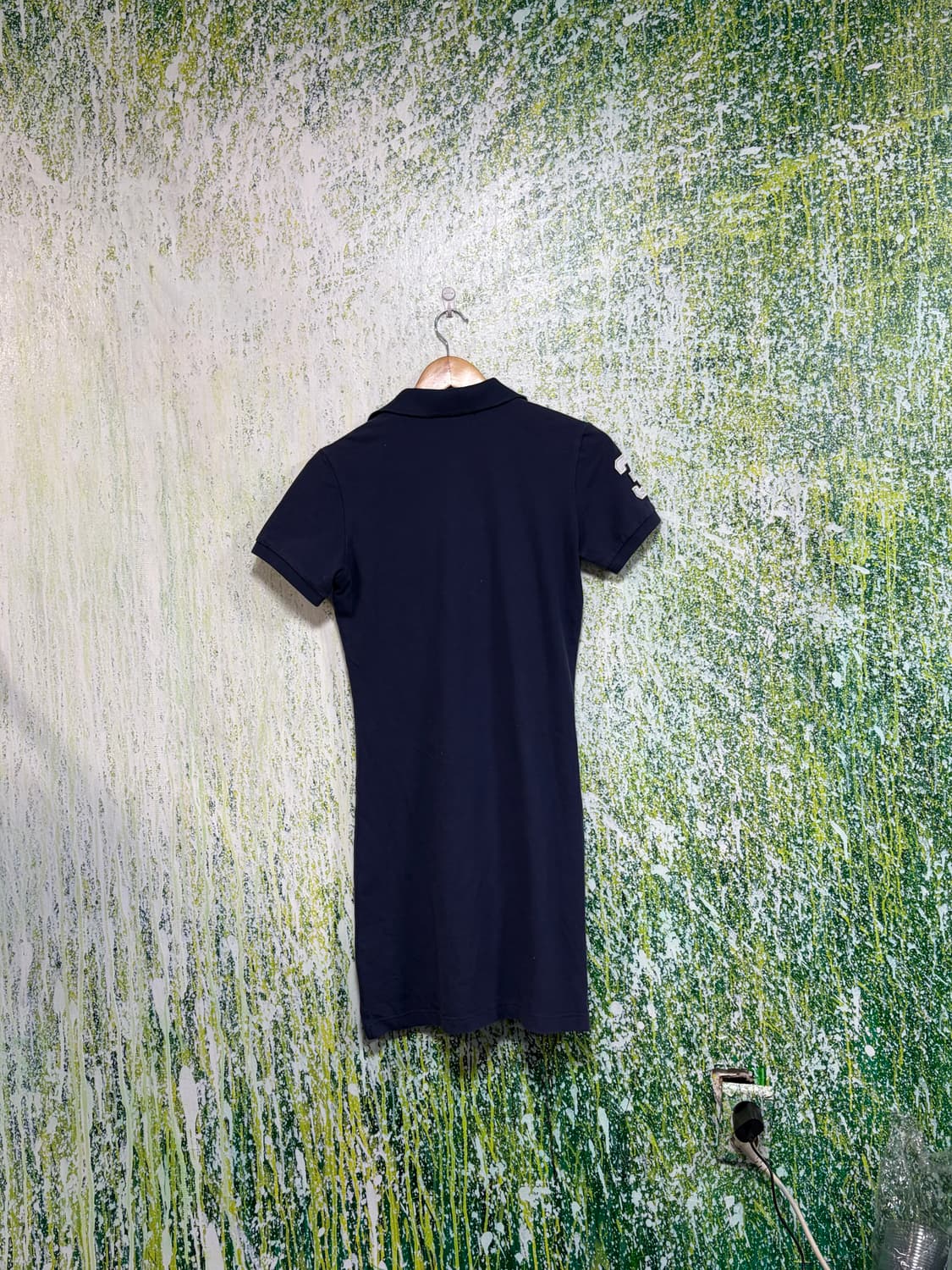 폴로 빅포니 네이비 반팔 원피스 슬림핏 롱 카라티 피케티 L 상품이미지8