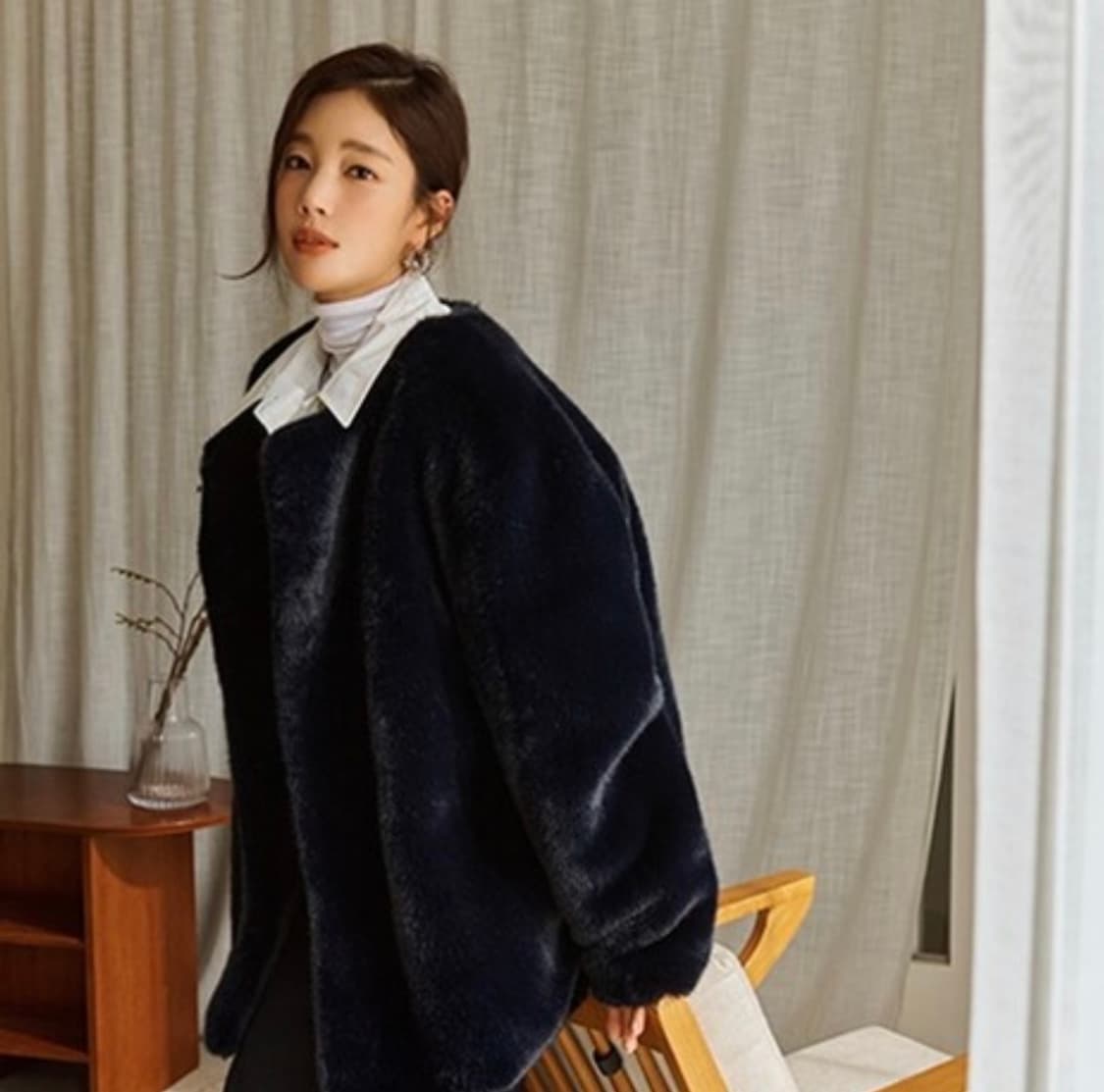 모한 에코퍼 자켓 블랙 free 상품이미지2