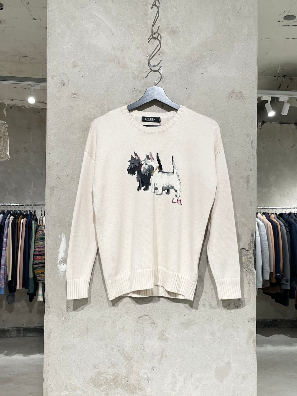 로렌 랄프로렌 아이보리 도그 인타르시아 스웨터 상품이미지1
