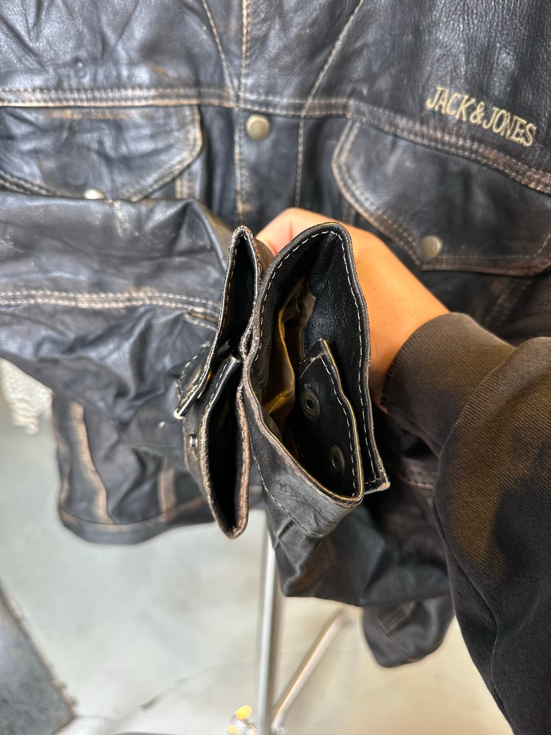 [105]Jack & Jones 헤비 리얼 레더 플라이트 자켓 상품이미지6