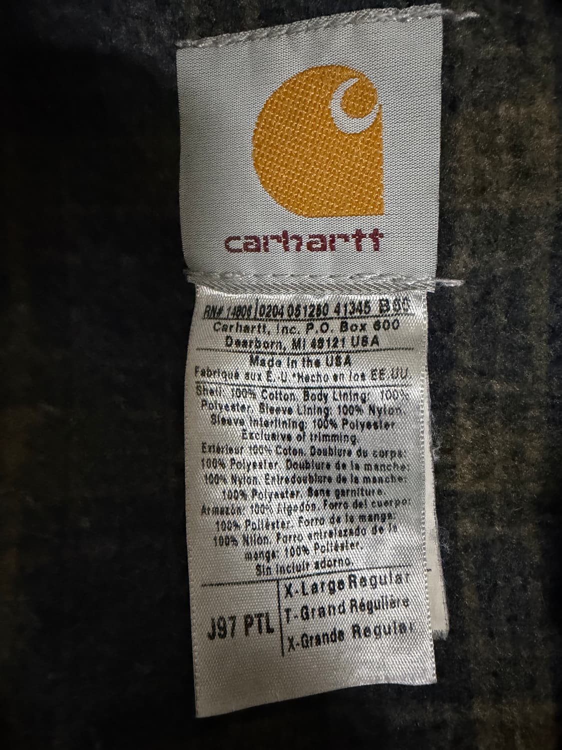 칼하트 J97 PTL XL-R 판매합니다 상품이미지4