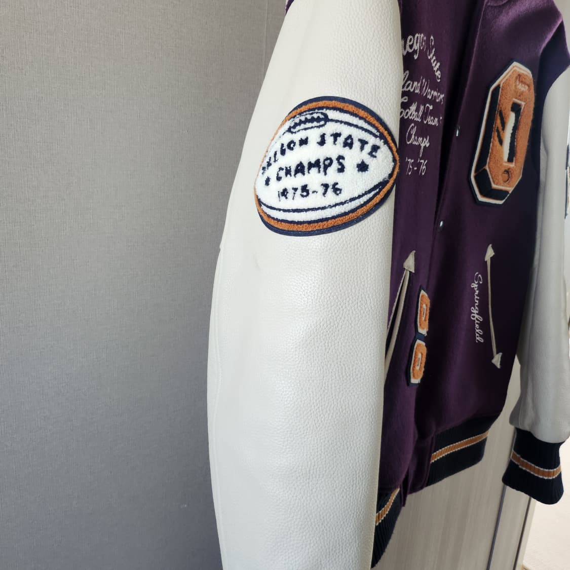 아웃스탠딩 레더 스타디움 자켓 퍼플 상품이미지3