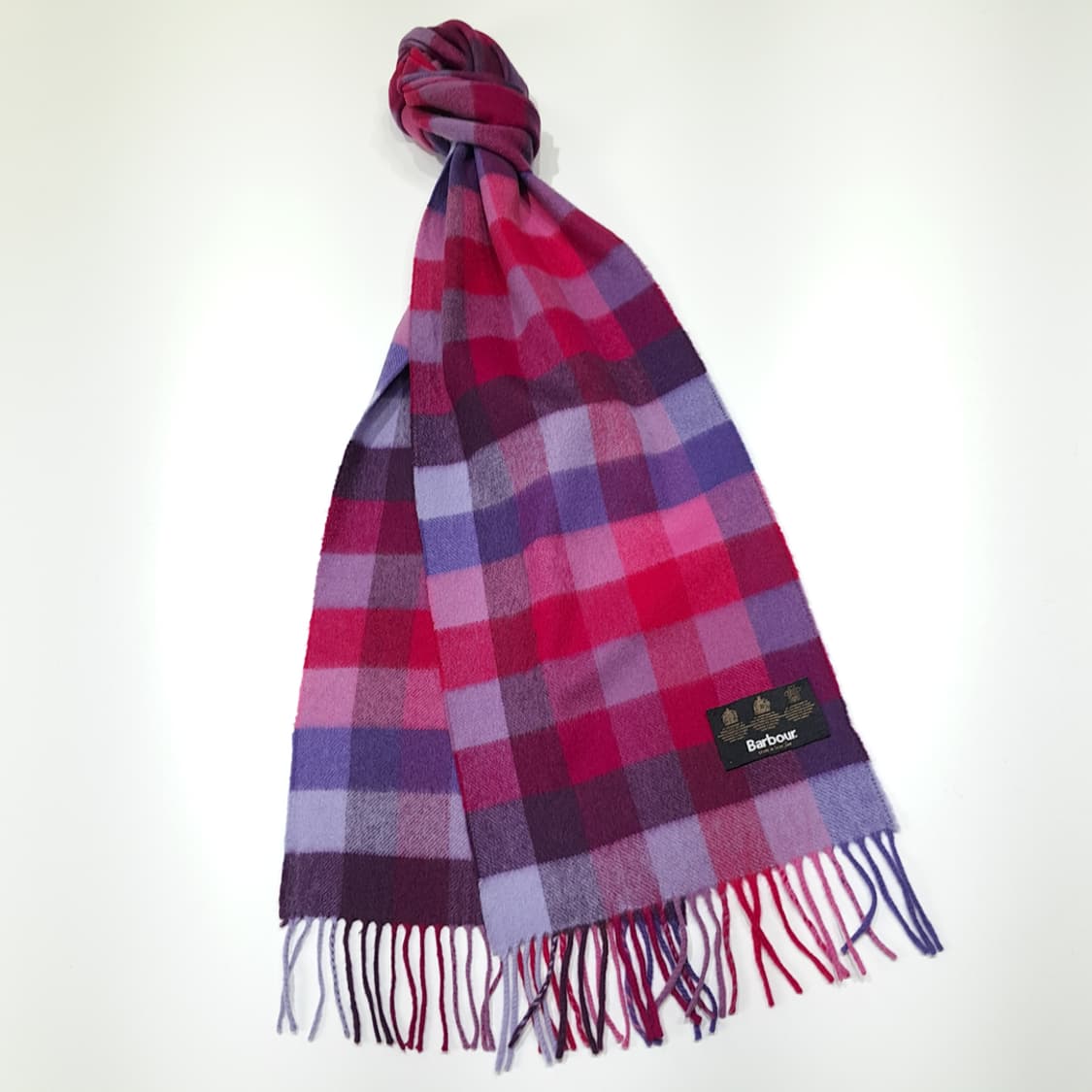 MX568 바버 00s 스코틀랜드판 램스울 체크 퍼플마젠타 머플러 목도 상품이미지2