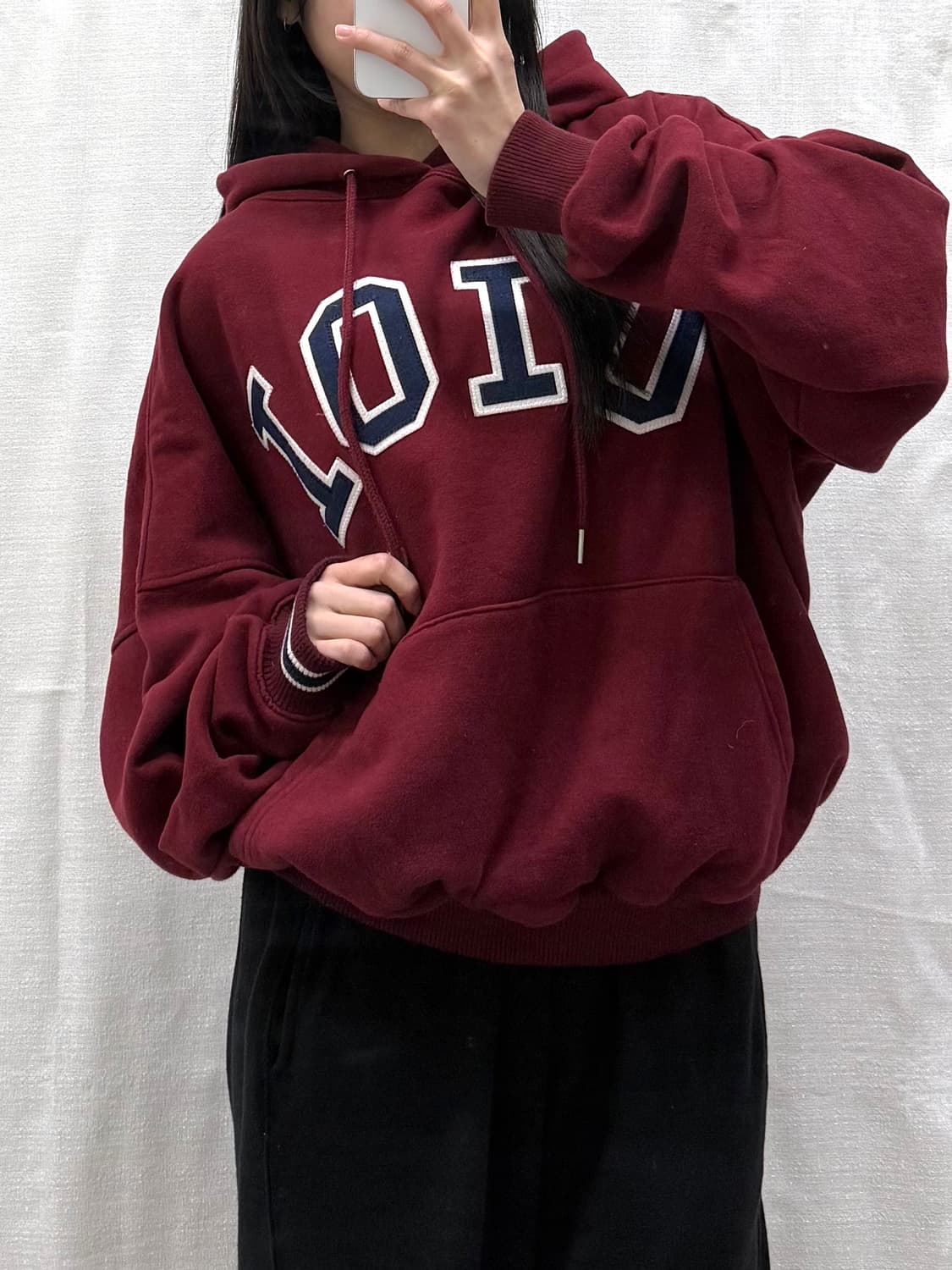 오아이오아이 버건디 아방방 후드티 상품이미지1