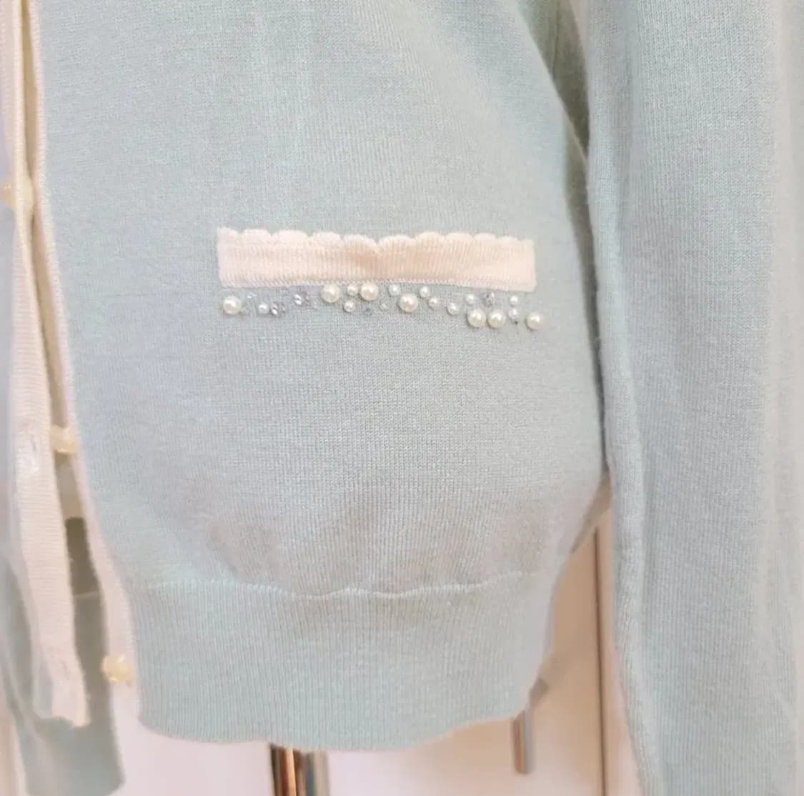 일본빈티지 민트색 간절기 얇은 가디건 상품이미지6