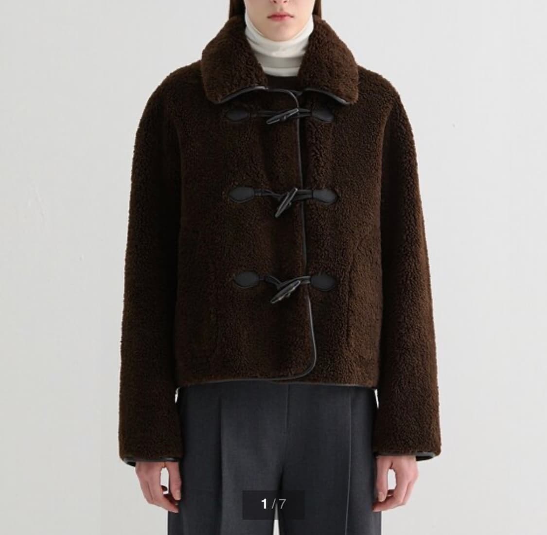 쉬즈미스 인조가죽 무스탕 하프자켓 다크브라운 55 상품이미지3