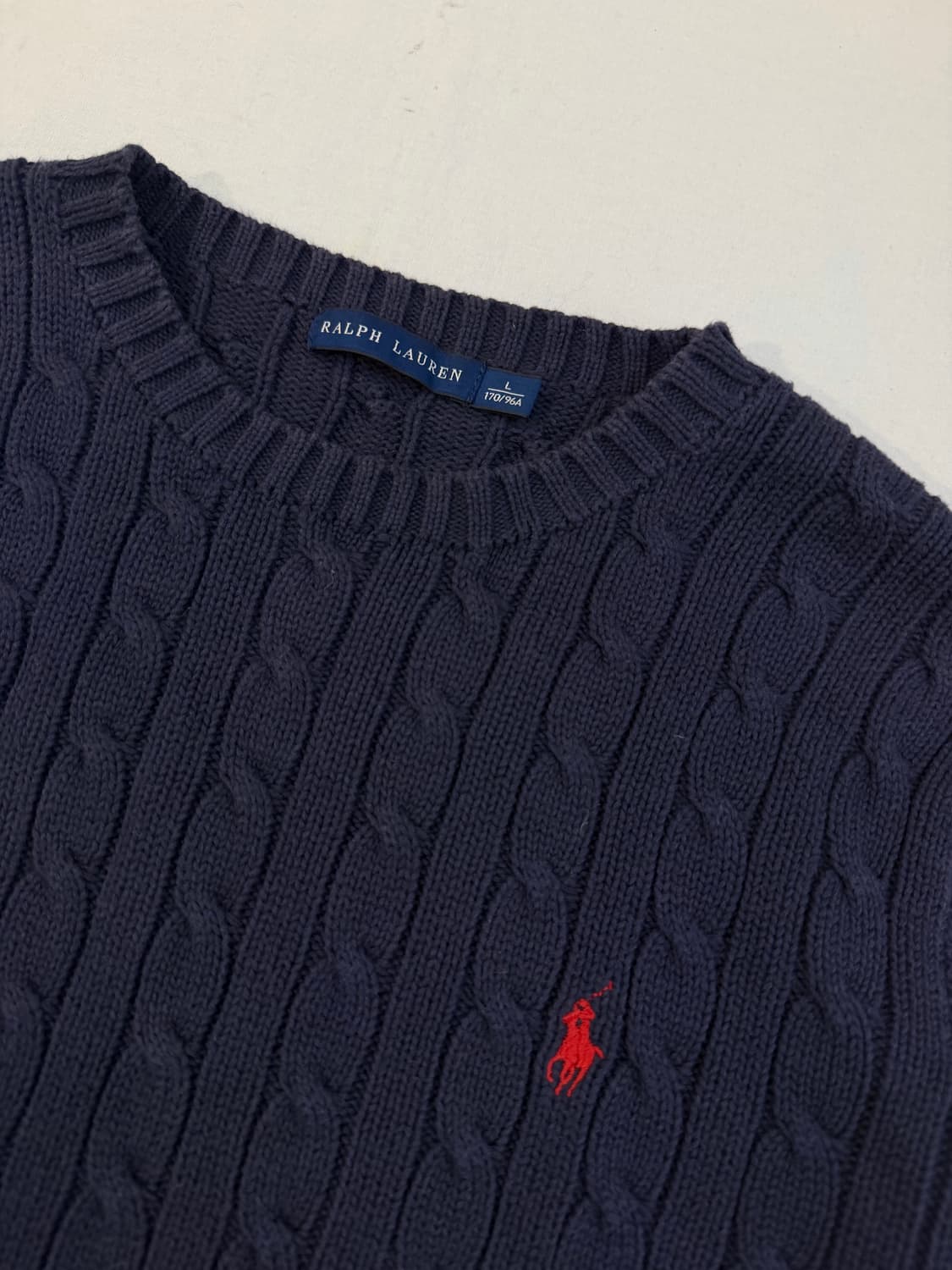 폴로 랄프로렌 꽈배기 케이블 니트 네이비 상품이미지2
