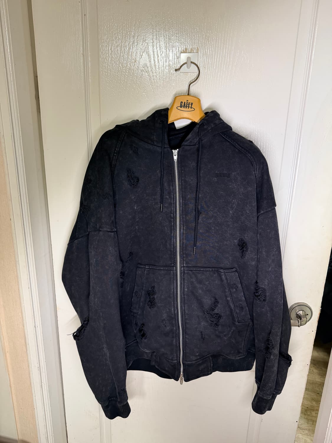 [M] 준지 가먼트다잉 브로큰 디스트레스 디스트로이드 디스 후드집업 상품이미지1