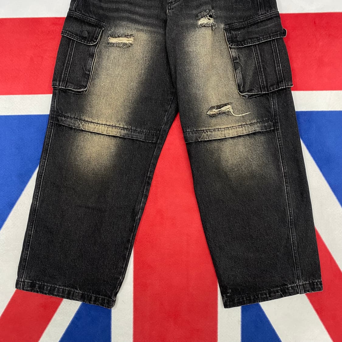 트래블 데미지 흑청 데님 카고팬츠 L  상품이미지3