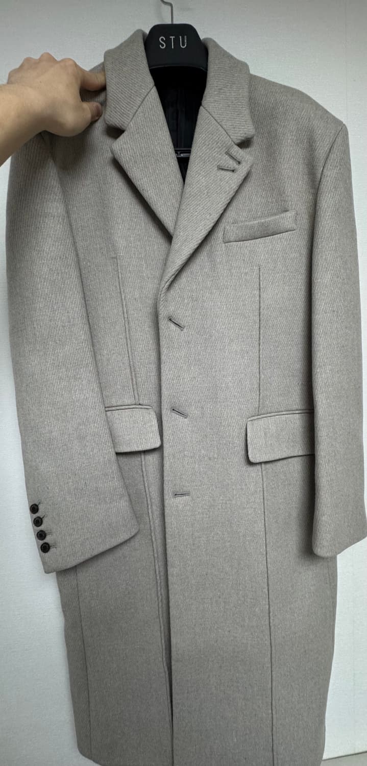 Stu office 3버튼 오버핏 핀턱 코트 상품이미지1