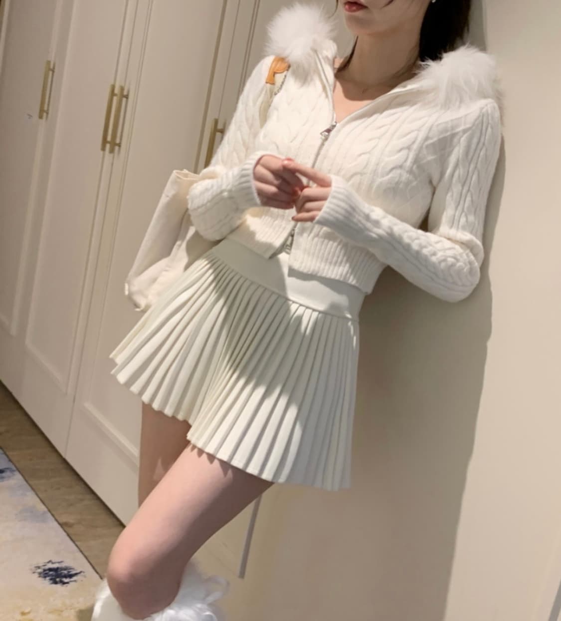 꽈배기 퍼 후드 투웨이집업 상품이미지2