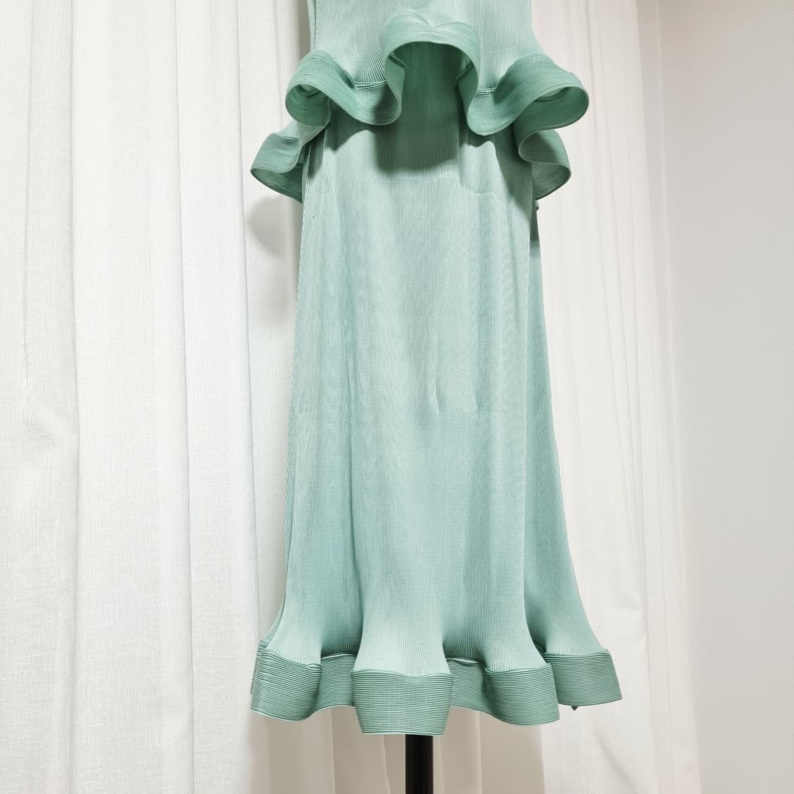 플리츠 투피스 슬리브리스 블라우스 스커트 치마 셋업 세트 (프리) 새상품 상품이미지5