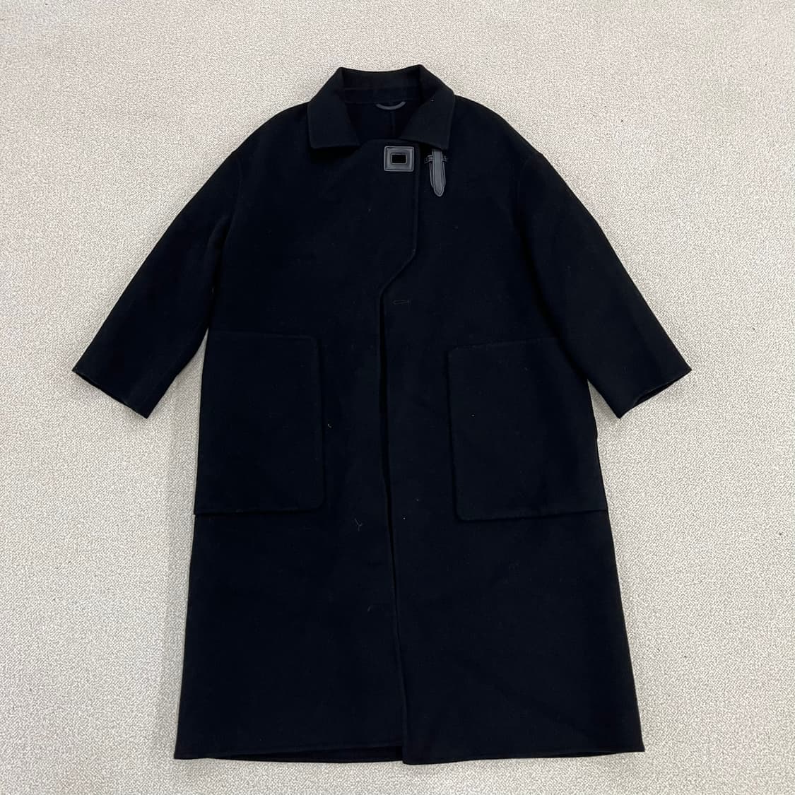 38 캐시미어 울 블랙 롱코트 0127M2 상품이미지1