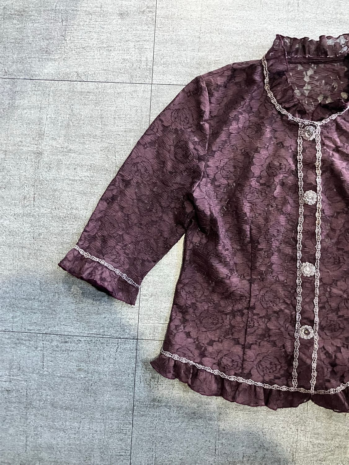 일본빈티지 오리엔탈보헤미안 달천깔페어리 영국공주 블라우스자켓 퍼플 상품이미지2