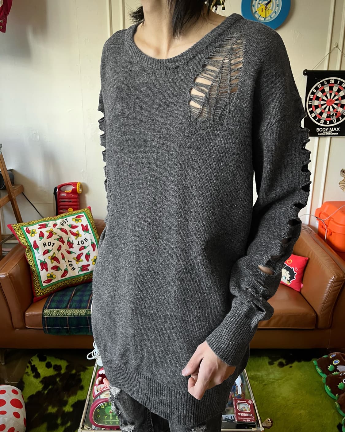 Jpn vintage Dsetroyed Detail Gray Knit 상품이미지2