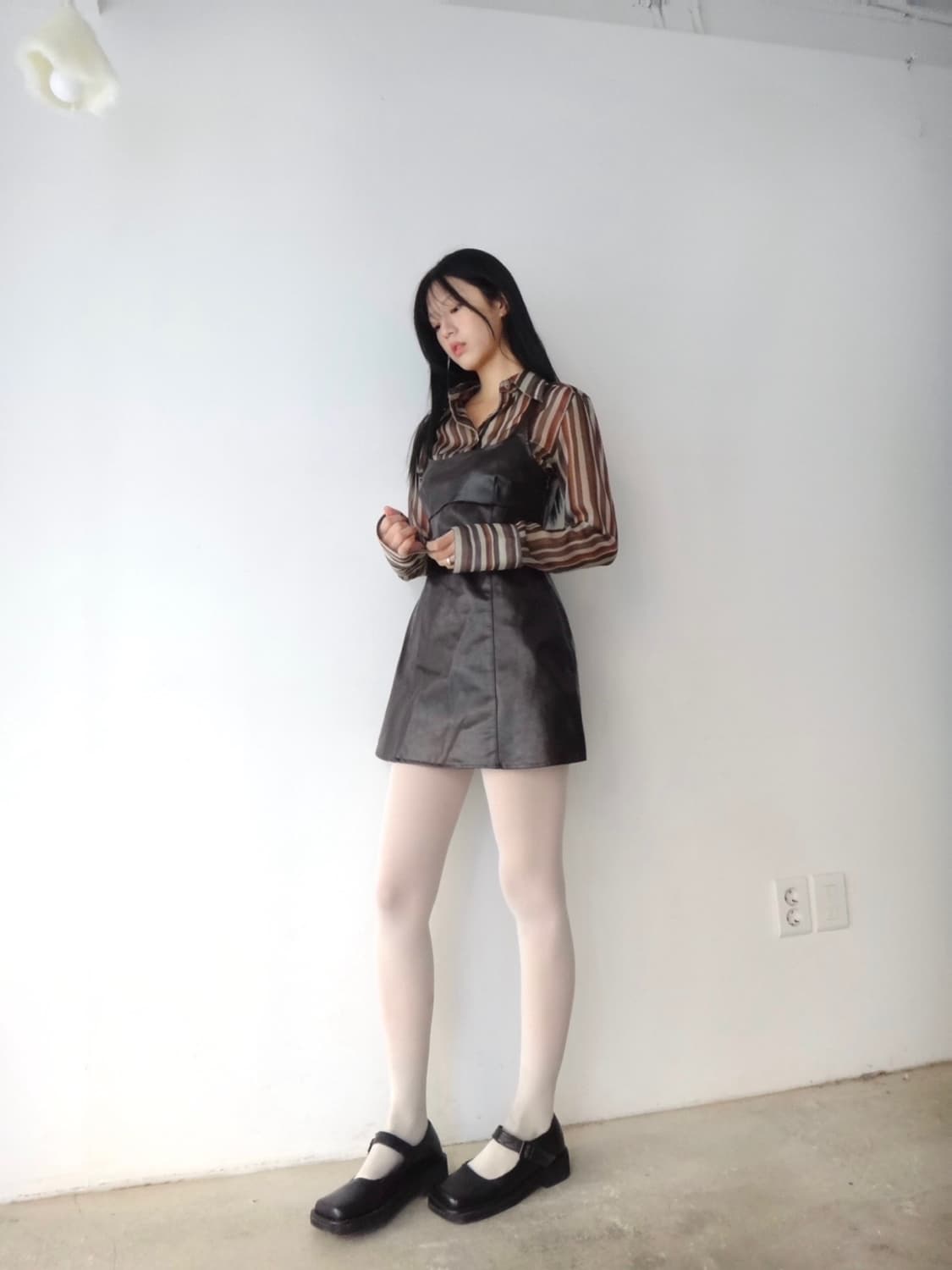 Leather layered mini ops / burgundy 상품이미지8