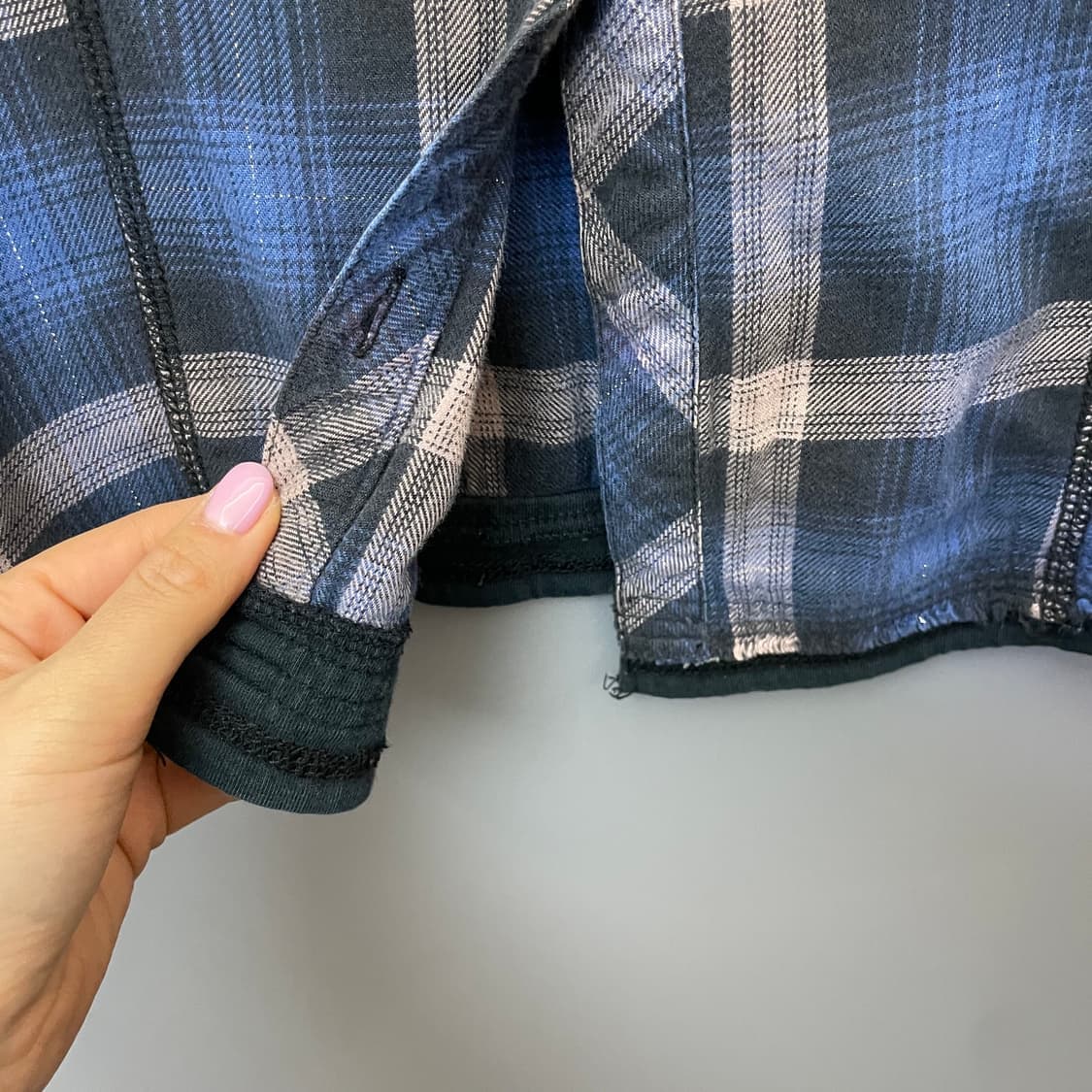 빈티지 네이비블루 체크 y2k 웨스턴 긴팔 셔츠 85 상품이미지4