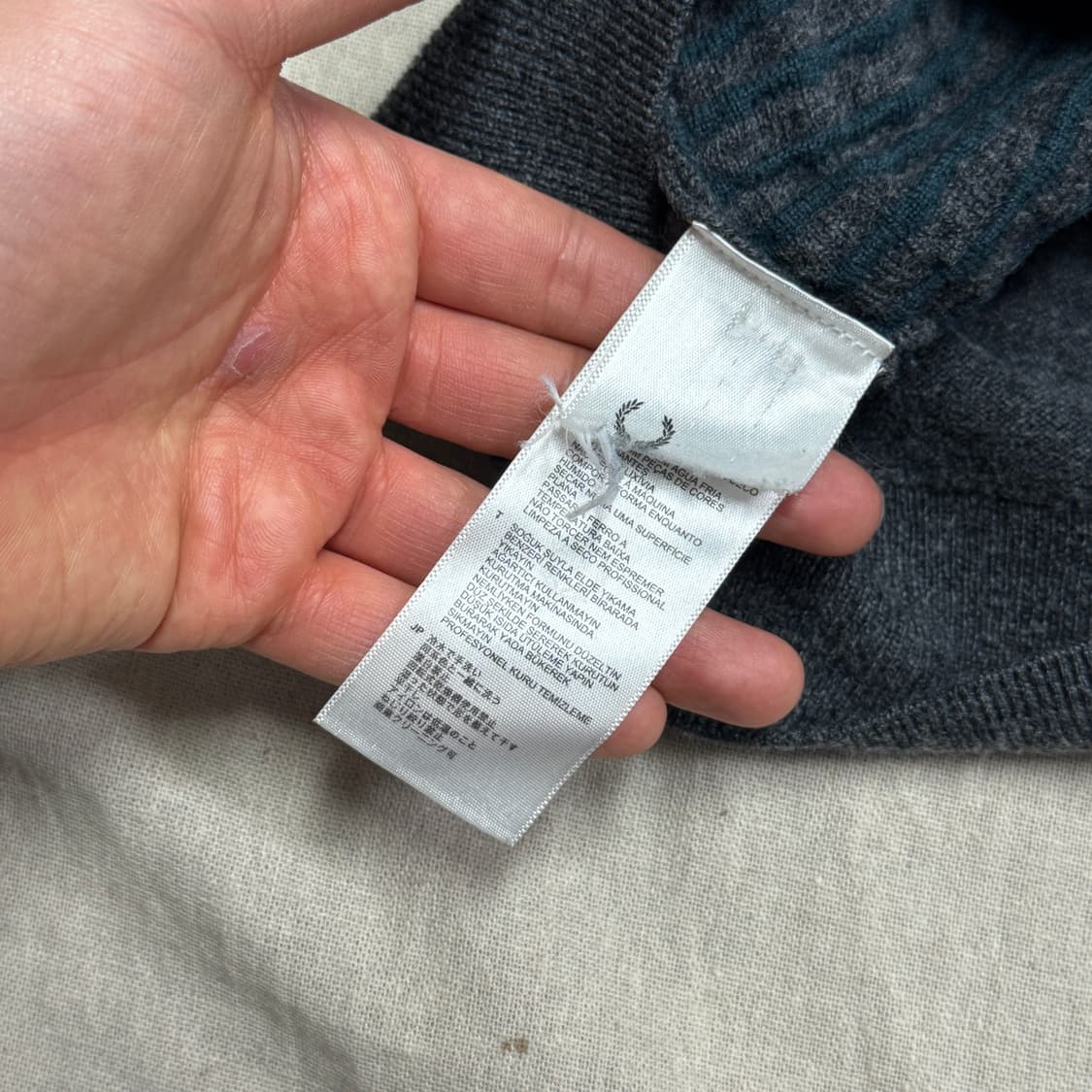 프레드페리 배색 체크 램스울 니트 XL 상품이미지6