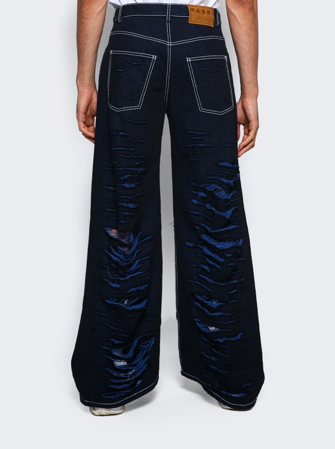 마르니 22fw 아이코닉 디스트레스드 플레어 데님 팬츠 진 30 상품이미지4