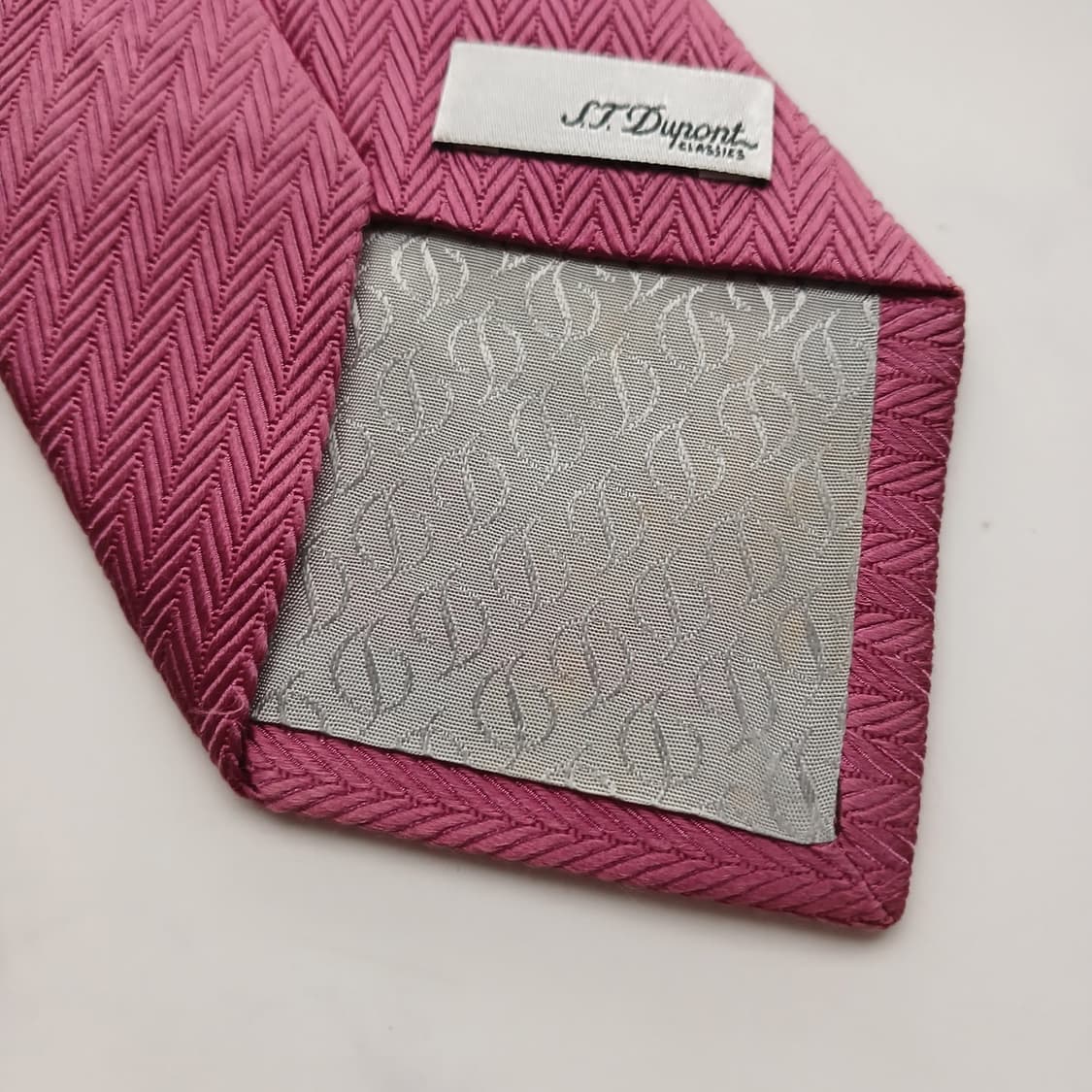 에스 티 듀퐁 실크 다크핑크 헤링본 넥타이 8.4cm A등급 A18712 상품이미지10