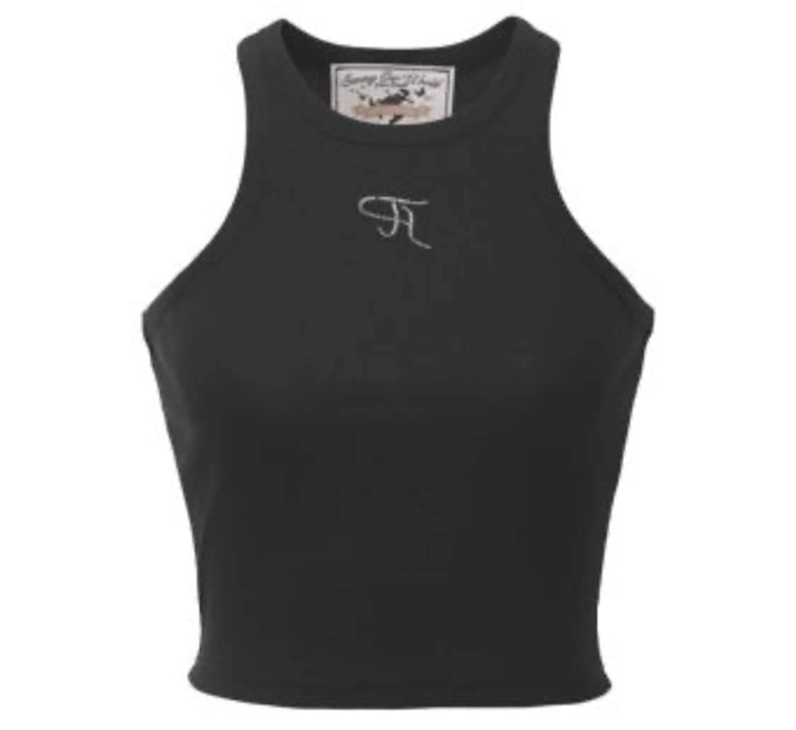 쓰리타임즈 쥬얼 탱크탑 크롭 블랙 상품이미지1