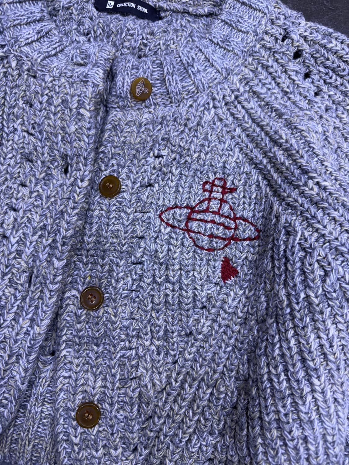 it 콜렉션 헤비울 우주선 자수 가디건 스웨터 S 상품이미지7