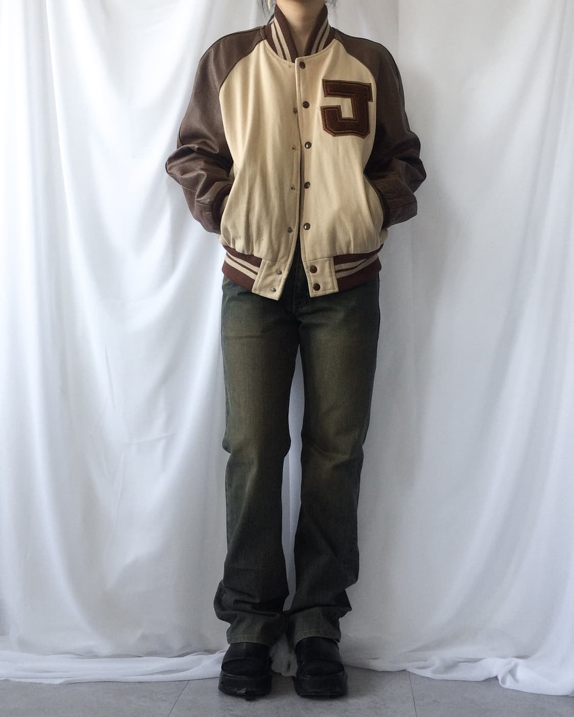 Leather layer varsity jacket 상품이미지8