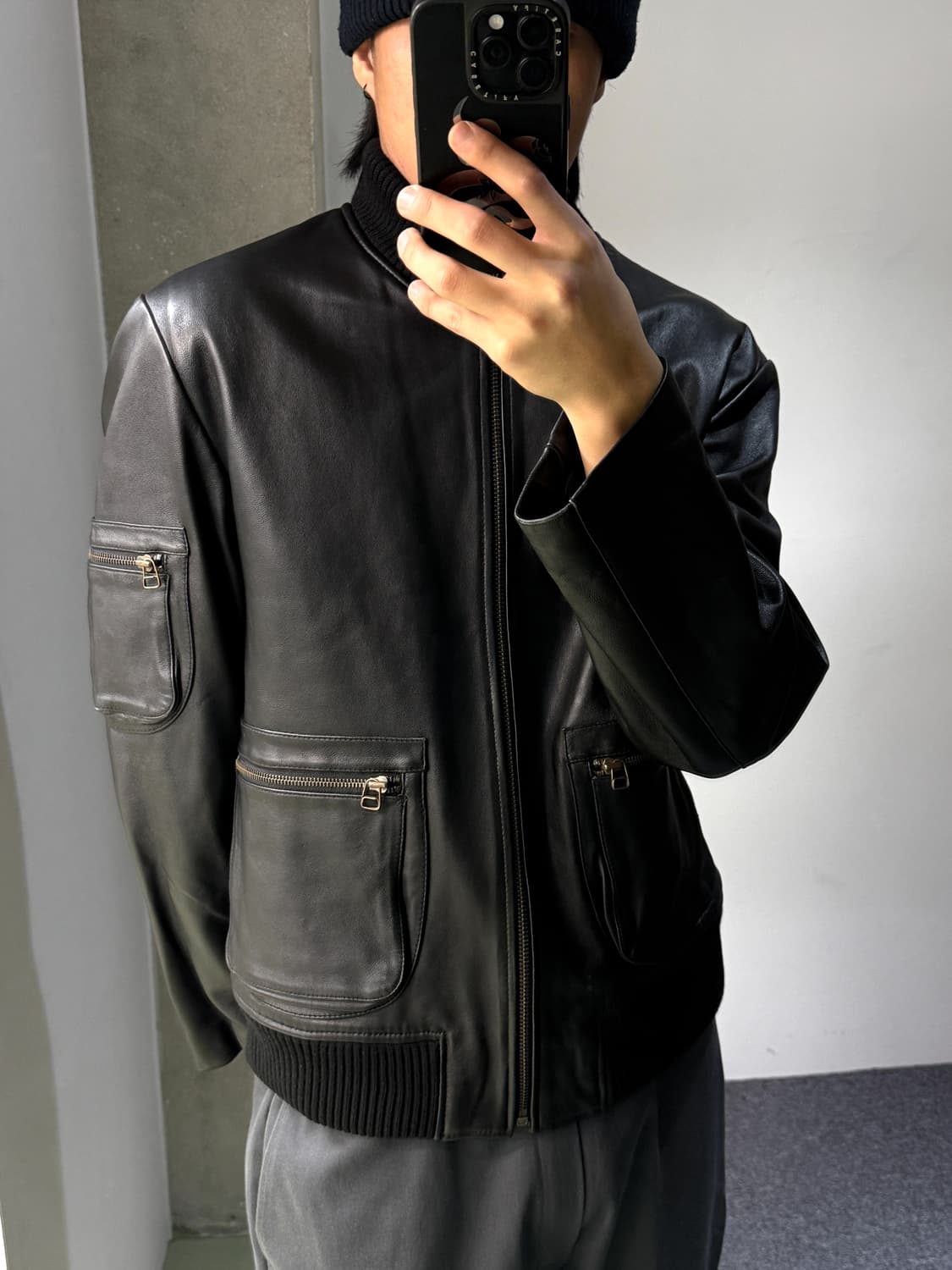 Chiffons 램 레더 봄버 자켓 상품이미지1