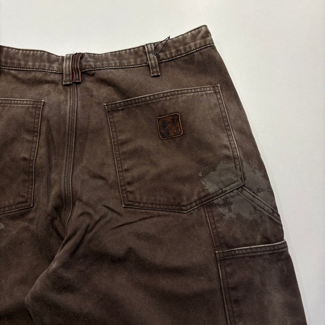 [2] 본로우 더티 페이드 더블니 빈티지 워크웨어 브라운 팬츠 C584 상품이미지4