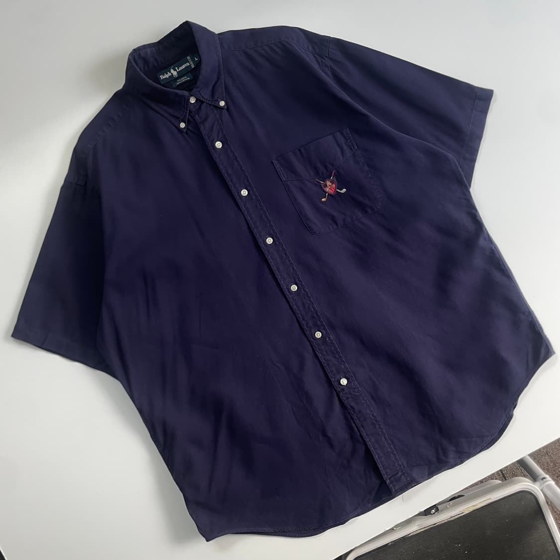 Polo폴로 랄프로렌90‘s쉴드polo 포켓 딥네이비 옥스포드 하프셔츠 상품이미지2