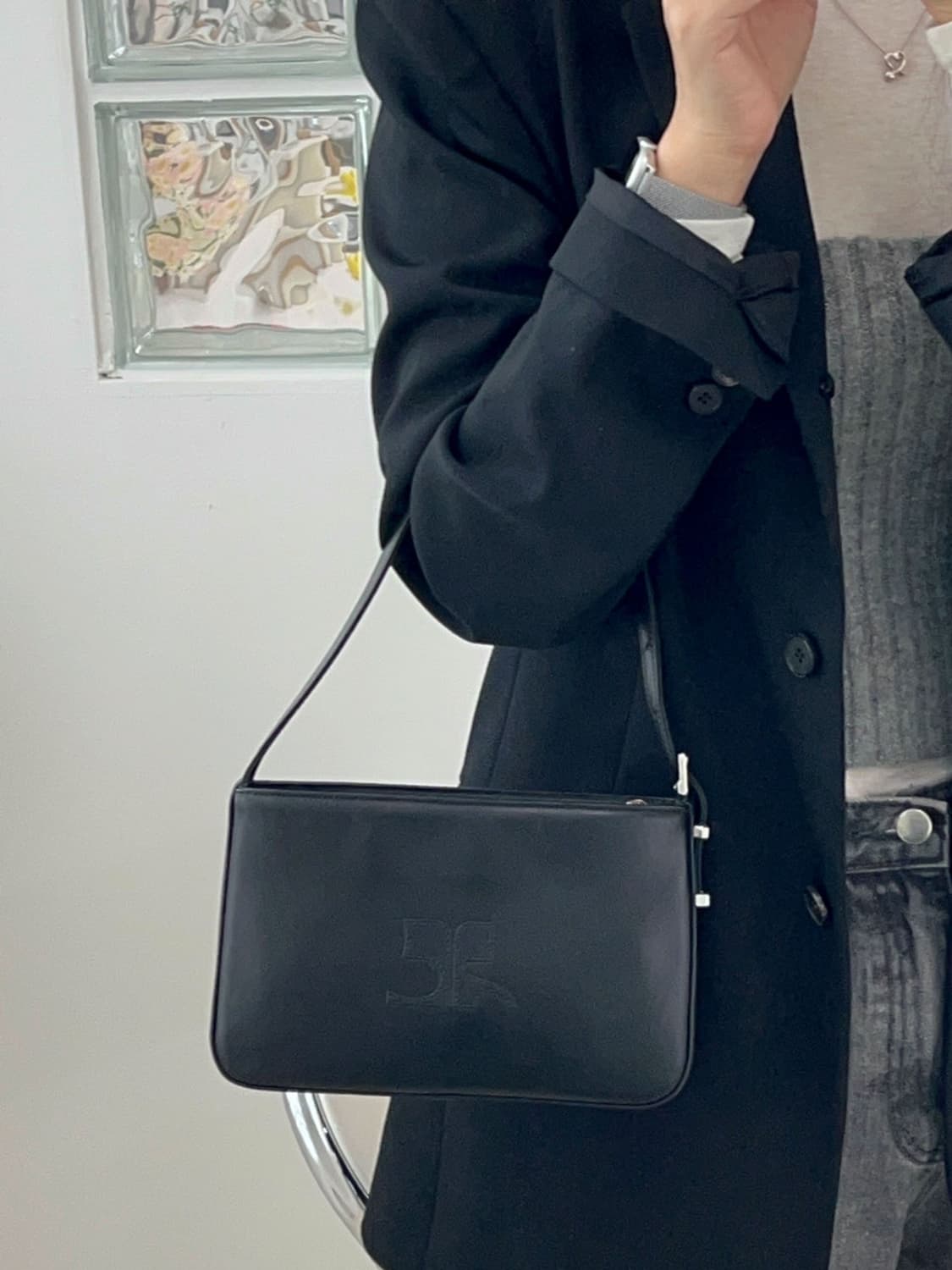  courreges / 꾸레쥬 블랙 스퀘어 숄더백 스몰 상품이미지10