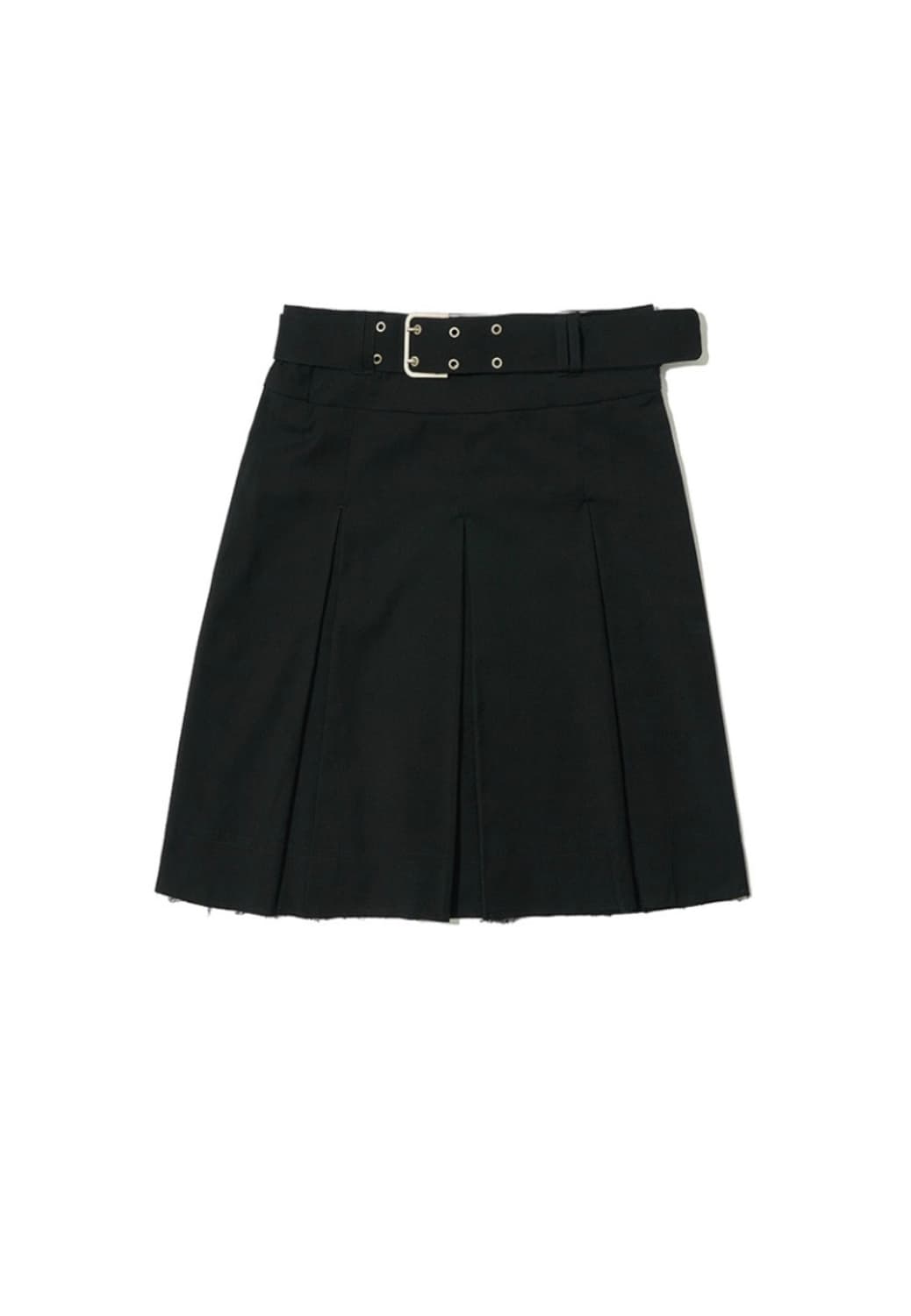 사이드 벨티드 컷 오프 플리츠 스커트 블랙 상품이미지2